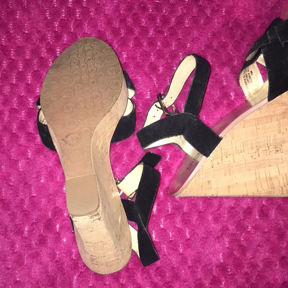 MIchael Kors Black suede & cork wedges - Picture 3 of 6